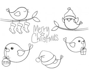 Stickserie - Wintervogel Doodle